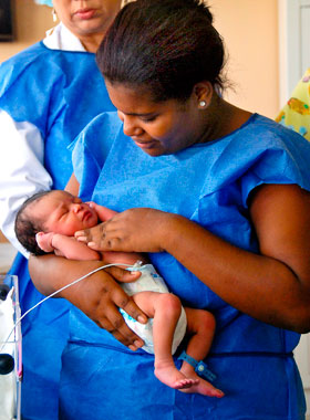 Mormon woman providing neonatal resuscitation in developing nation